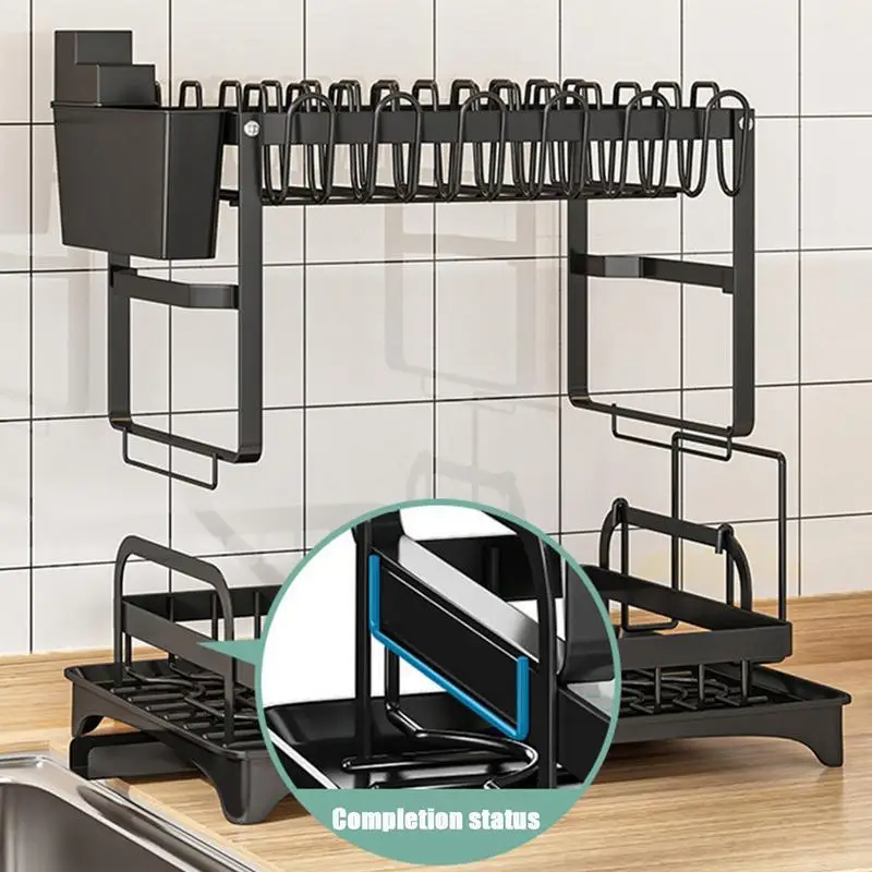 Escurridor de platos 2 niveles con drenaje de agua