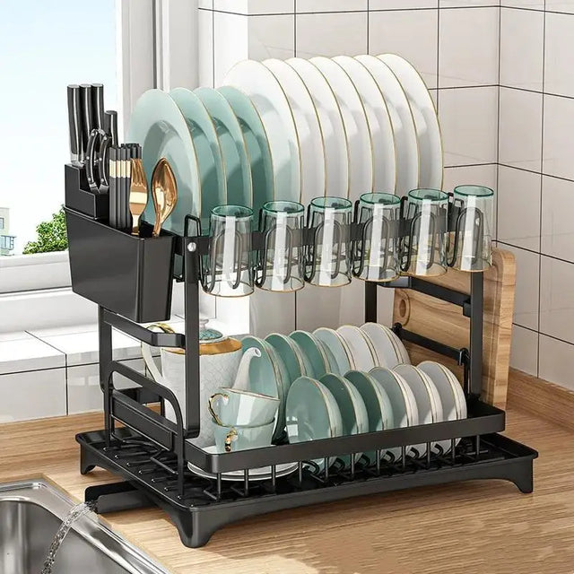 Escurridor de platos 2 niveles con drenaje