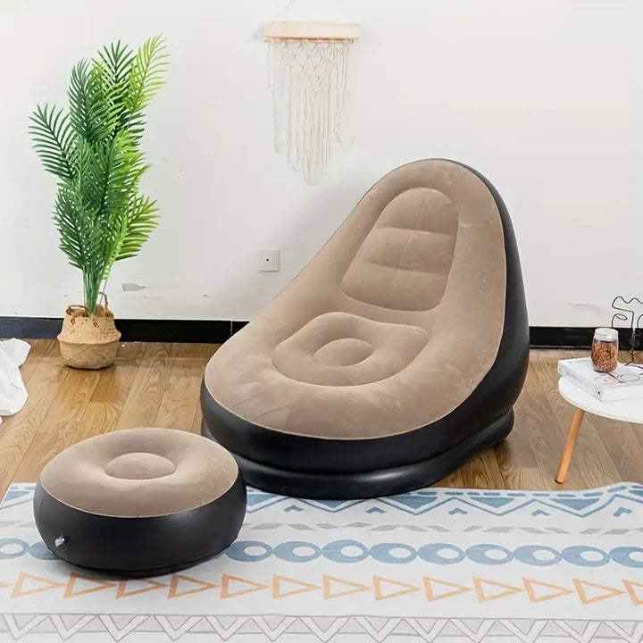 Sofá inflable con reposapiés portátil