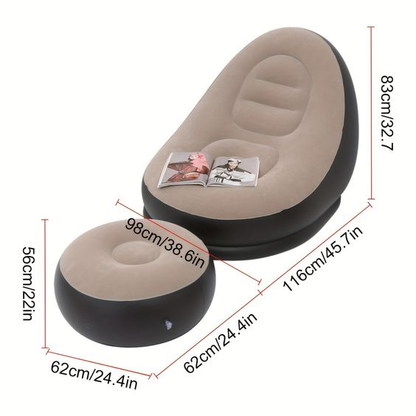 Sofá inflable con reposapiés portátil