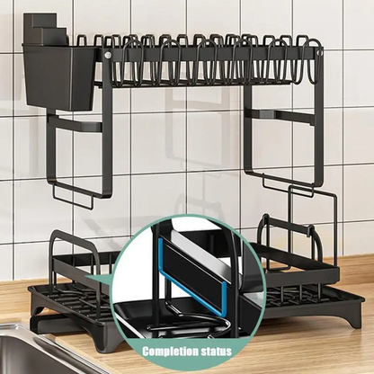 Escurridor de platos 2 niveles con drenaje de agua