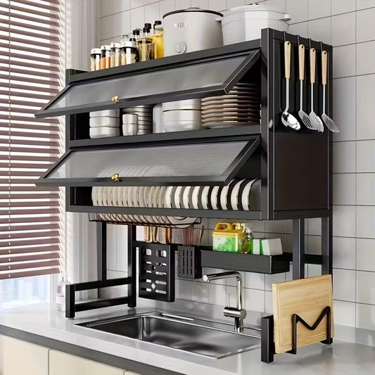 Escurridor de platos con 2 gabinetes y en acero inoxidable