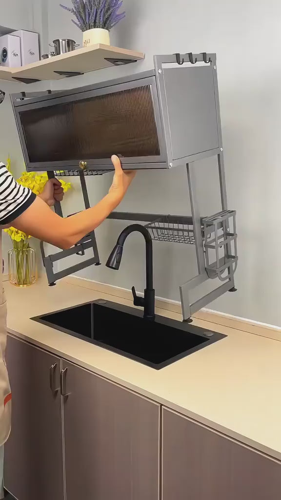 Escurridor de platos con gabinete acero inoxidable